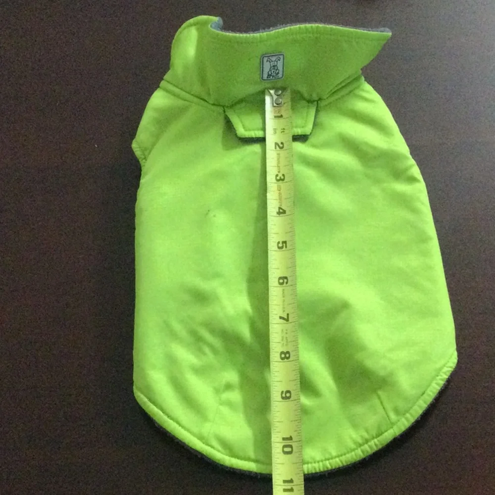 🌞 RC Pets jacket rain coat warm neon green velcro hole for leash for small dogs
